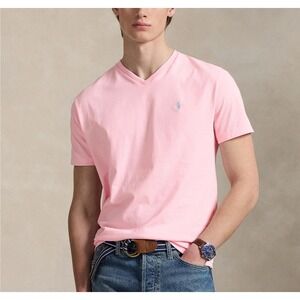 POLO RALPH LAUREN MEN'S S/S V-NECK T-SHIRT~PINK~XL~NWT